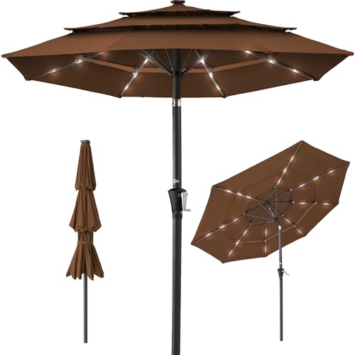 10ft 3 Tier Solar Patio Umbrella