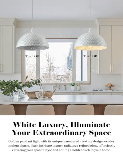 Hammered White Dome Pendant Light 2 Pack (2 Count)