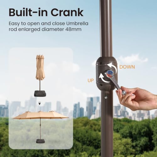 14.5 Ft X 8.3 Ft Rectangular Led Light Market Umbrella With Remote & App