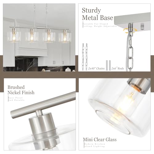 4 Light Brushed Nickel Kitchen Island Lighting