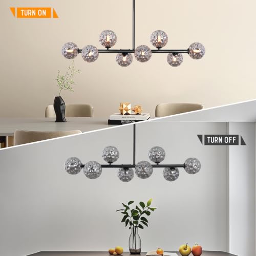 Black Linear Chandelier for Dining Room Globe Island Light Grey Chandelier