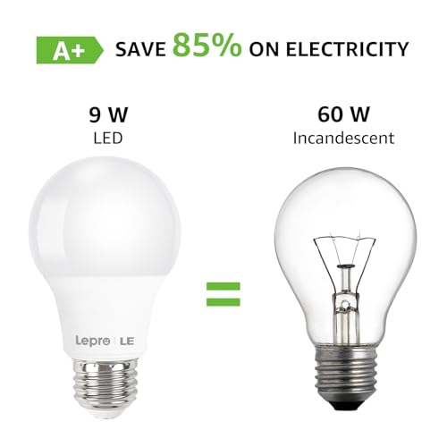A19 E26 LED Light Bulbs 9W 800 Lumens Soft White 2700k 3 Pack (3 Count)