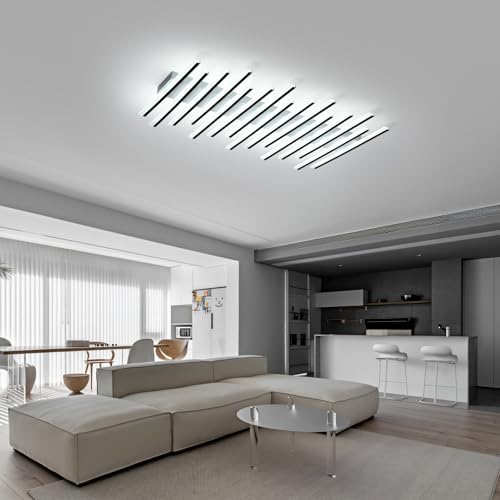 15 Lights Linear Modern Ceiling Light 43.3 inch Dimmable LED Chandelier Semi Flush Mount Light Fixture for Dining Room Kitchen Island Living Room