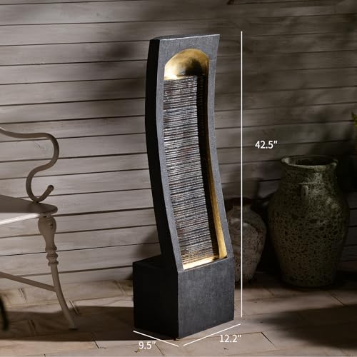 42H Modern Curved Indoor Water Fountain with LED Lighting