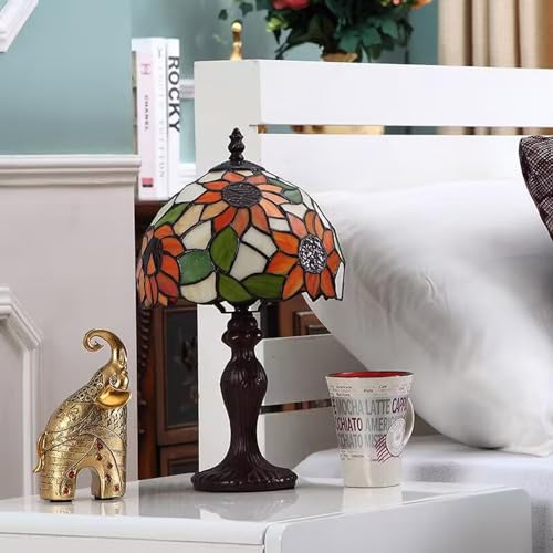 Tiffany Lamp Rose Flower Stained Glass Table Lamp for Bedroom