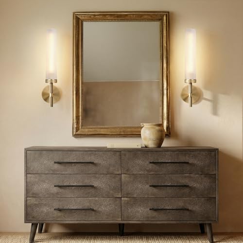 20" Knurled Brass Bathroom Wall Sconces