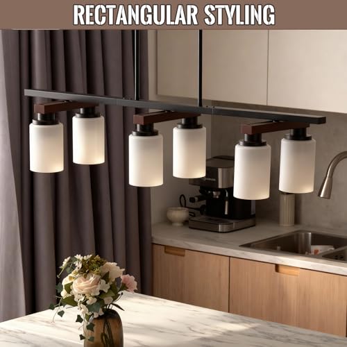 6 Light Black Linear Chandelier