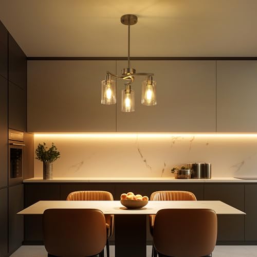 3 Light Brushed Nickel Pendant Lighting for Kitchen Island (3 Count)