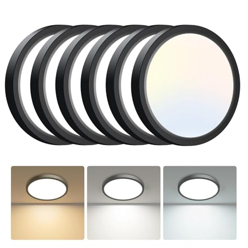 6PACK Flush Mount LED Ceiling Light Fixture Black (6 Count)