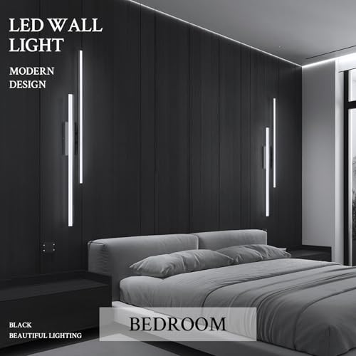 LED Wall Sconce Black Modern Remote Wall Light Fixtures for Living Room