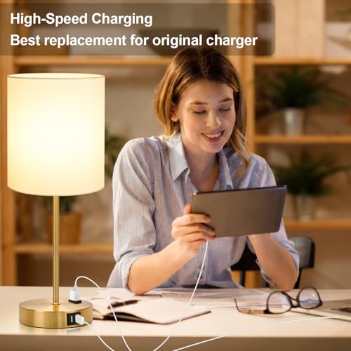 2 Pack Touch Control Table Bedside Lamps with 2 USB & AC Outlet