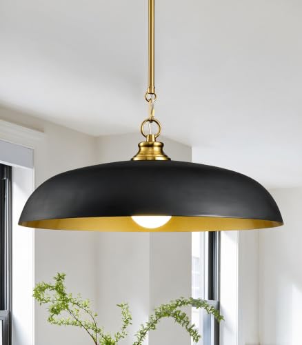 17.8" Black Gold Metal Dome Indoor Pendant Lights Kitchen Island