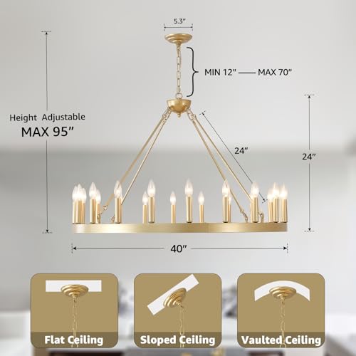 40" Gold Wagon Wheel Chandelier 20