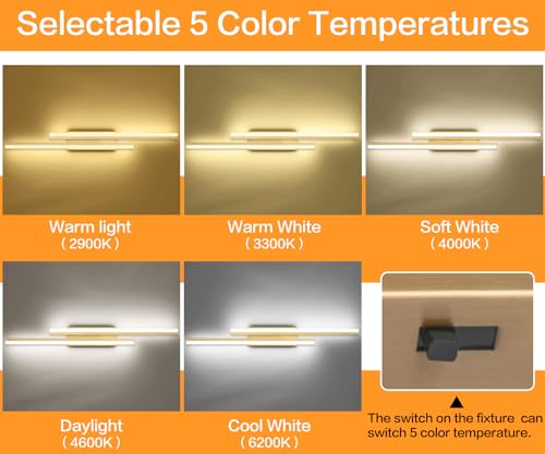 40 Inch LED Vanity Light Brushed Gold Bathroom Light Fixtures Over Mirror Modern Bath Lighting Bar 5CCT