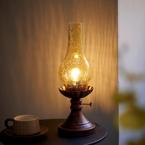 Vintage Table lamp Antique Rustic Farmhouse Desk Lamps Western Victorian Crackled Glass Design Bedside Lamps Living Room Bedroom Studio