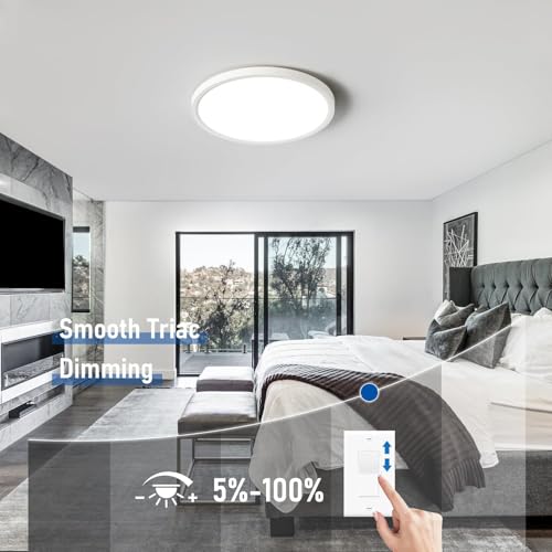 6 Pack 12 Inch Hardwired Dimmable LED Flush Mount Ceiling Light Fixtures (6 Count)