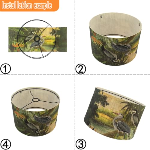 Rustic And Retro Bamboo Pendant Lamp shade Tropical Colorful Animals Design