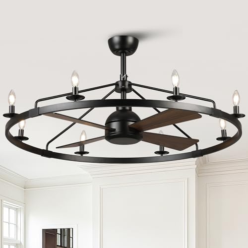 36" Wagon Wheel Ceiling Fan with Light