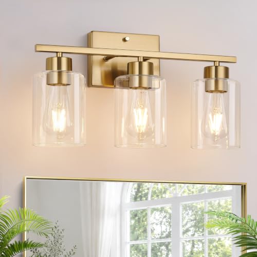 3 Light Brushed Gold Bathroom Vanity Light