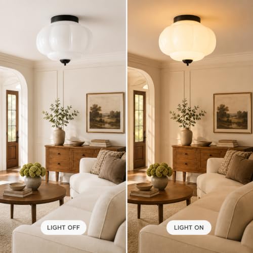 Milk Glass Flush Ceiling Light
