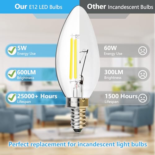 Dimmable E12 LED Candelabra Bulbs 60W Equivalent (24 Count)