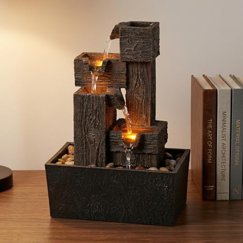 13 Inch Tabletop Water Fountain with LED Lights