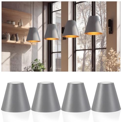 4 Pcs Gray Cone Industrial Replacement Lamp Shades (4 Count)
