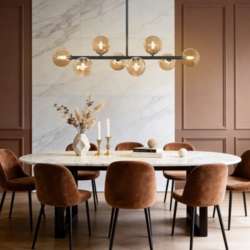 37" Mid Century Modern Chandelier Linear Chandeliers for Dining Room