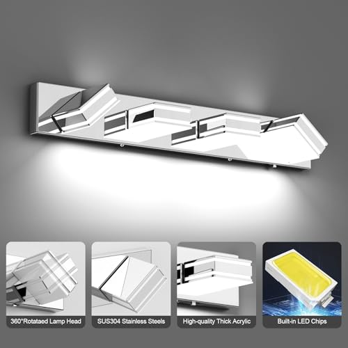 30inch Chrome Vanity Light for Bathroom with 5 Color Temperatures
