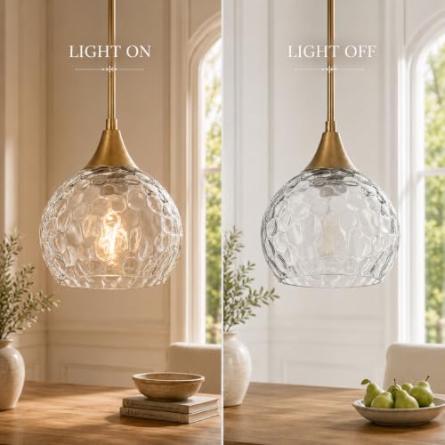 DSMJFU Gold Vintage Hammered Glass Pendant Lights Kitchen Island Set of 2 (2 Count)