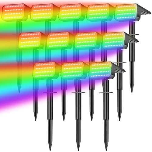 12 Pack Solar Spot Lights Outdoor Color Changing (12 Count)