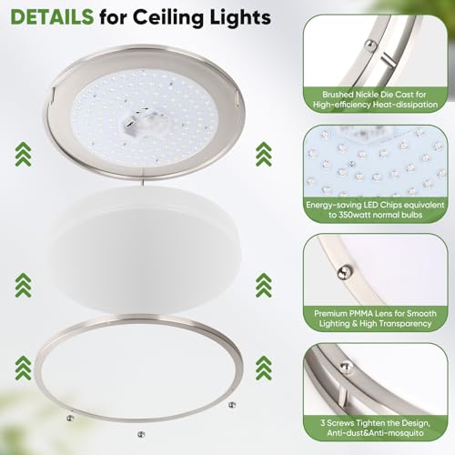 18inch 50W LED Flush Mount Ceiling Lights 5600lm Super Bright (2 Count)