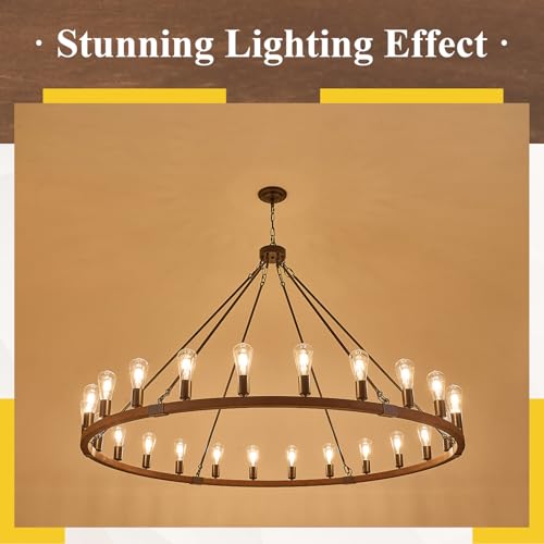 Farmhouse Wooden Wagon Wheel Chandelier 24