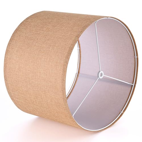 Brown Medium Drum Lamp Shades 13" Top x 13" Bottom x 10" High