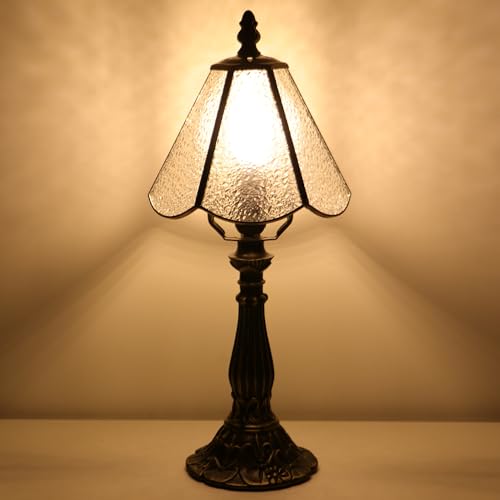 Tiffany Style Table Lamp White Diamond Stained Glass Lamp 14 Inch