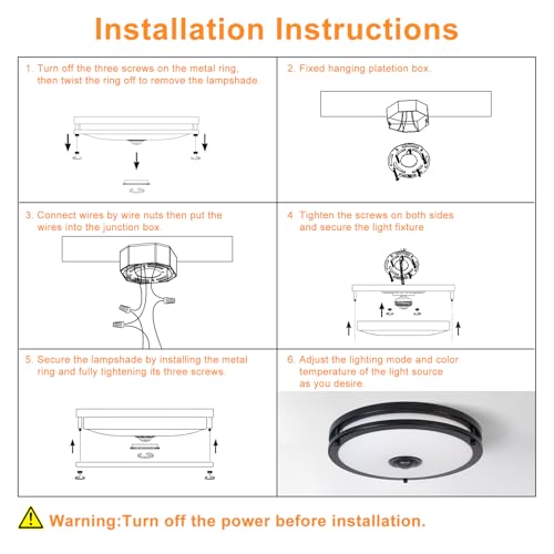 2 Pack 12" LED Motion Sensor Outdoor Ceiling Light with Remote