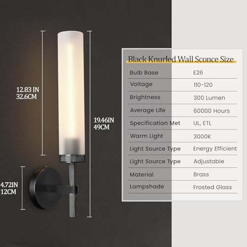 Bblack Knurled Wall Sconce 20"