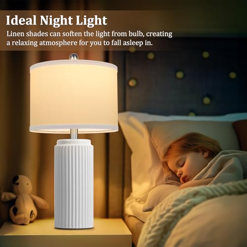 23.5" White Ceramic Table Lamps Set of 2 (2 Count)