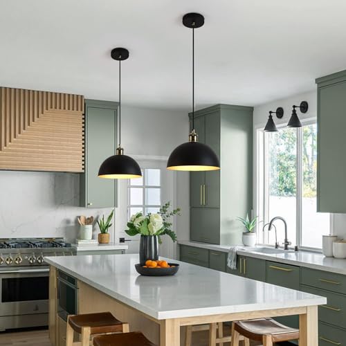 Vintage Industrial Pendant Light 9.84 "Industrial Dome Pendant Light Black and Gold Finish Lighting lamp line Length Pendant light78.74 Kitchen Island