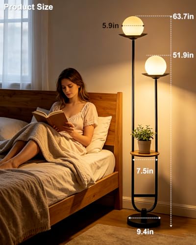 63IN Black Floor Lamp with U Pole (2 Count)