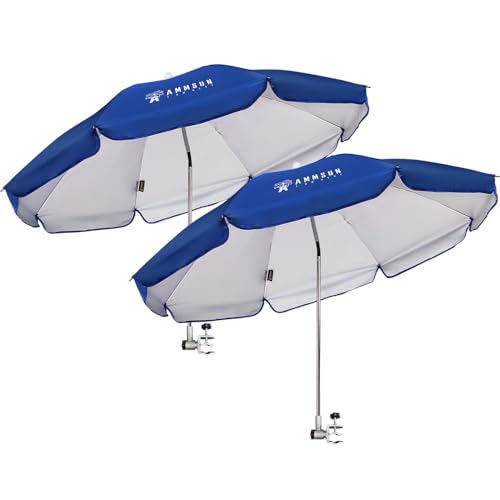 Chair Umbrella with Universal Clamp Adjustable 47 inches and 360° Swivel & UPF 50+ Protection Portable Sun Umbrella (2 Count)