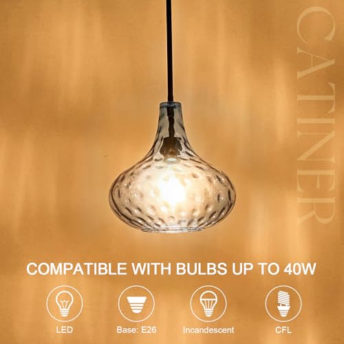 11" Blue Hammered Glass Pendant Light