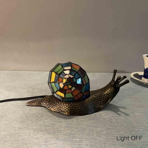 L13003 Multicolor Land Snail Tiffany Style Stained Glass Accent Lamp