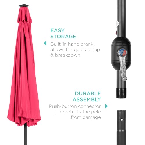 10ft Solar Polyester LED Lighted Patio Umbrella w