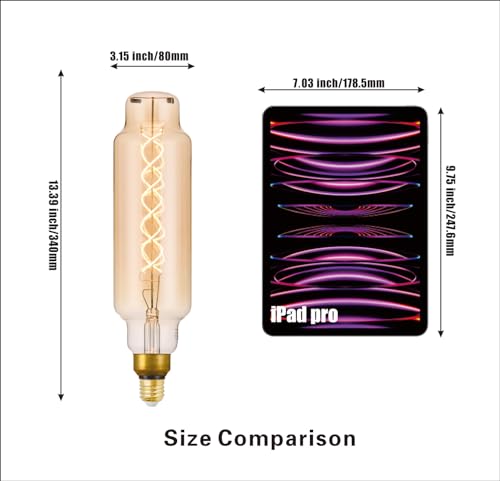TT80 Large LED Edison Light Bulbs Dimmable 8W 450lm E26 2200K