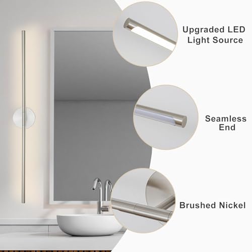 Brushed Nickel Bathroom Light Fixtures Over Mirror 43 Inch