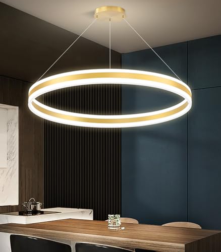 D31.5'' Modern Ring Chandelier for Dining Room LED Dimmable Pendant Lighting High Ceiling Chandelier for Living Room Foyer Bedroom Entryway 3000K