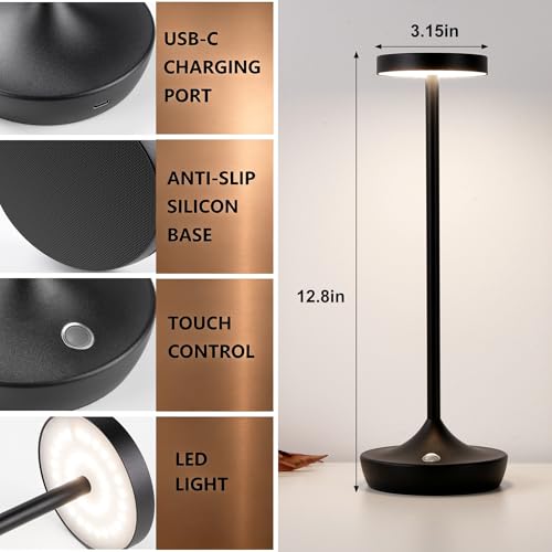 2 Pack Rechargeable Cordless Table Lamps 6000mAh LED Battery Table Light