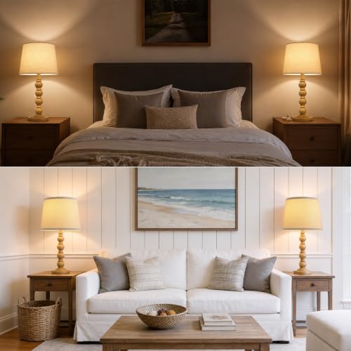 Set of 2 Farmhouse Table Lamps (Brown)
