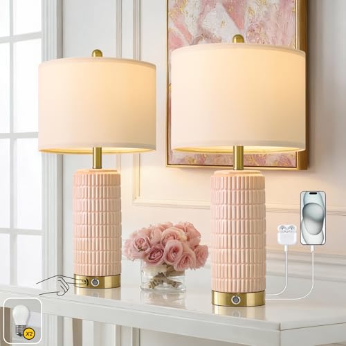 25'' Table Lamps Set of 2 for Bedroom with 3 (2 Count)